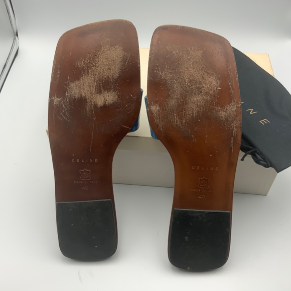 CELINE SQUARE TOE LEATHER SLIDE - Picture 4 of 4